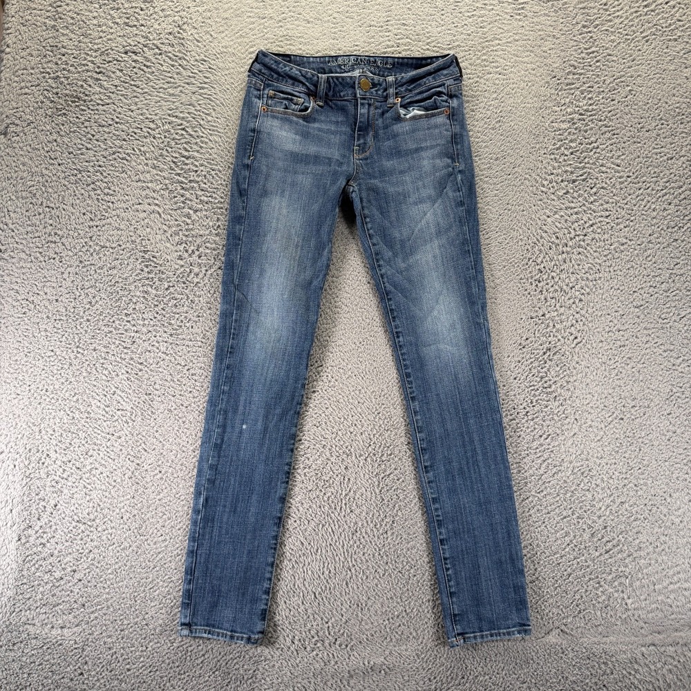 American Eagle Outfitters Jeans Womens 2 Blue Cotton Denim Skinny Faded Stretch
